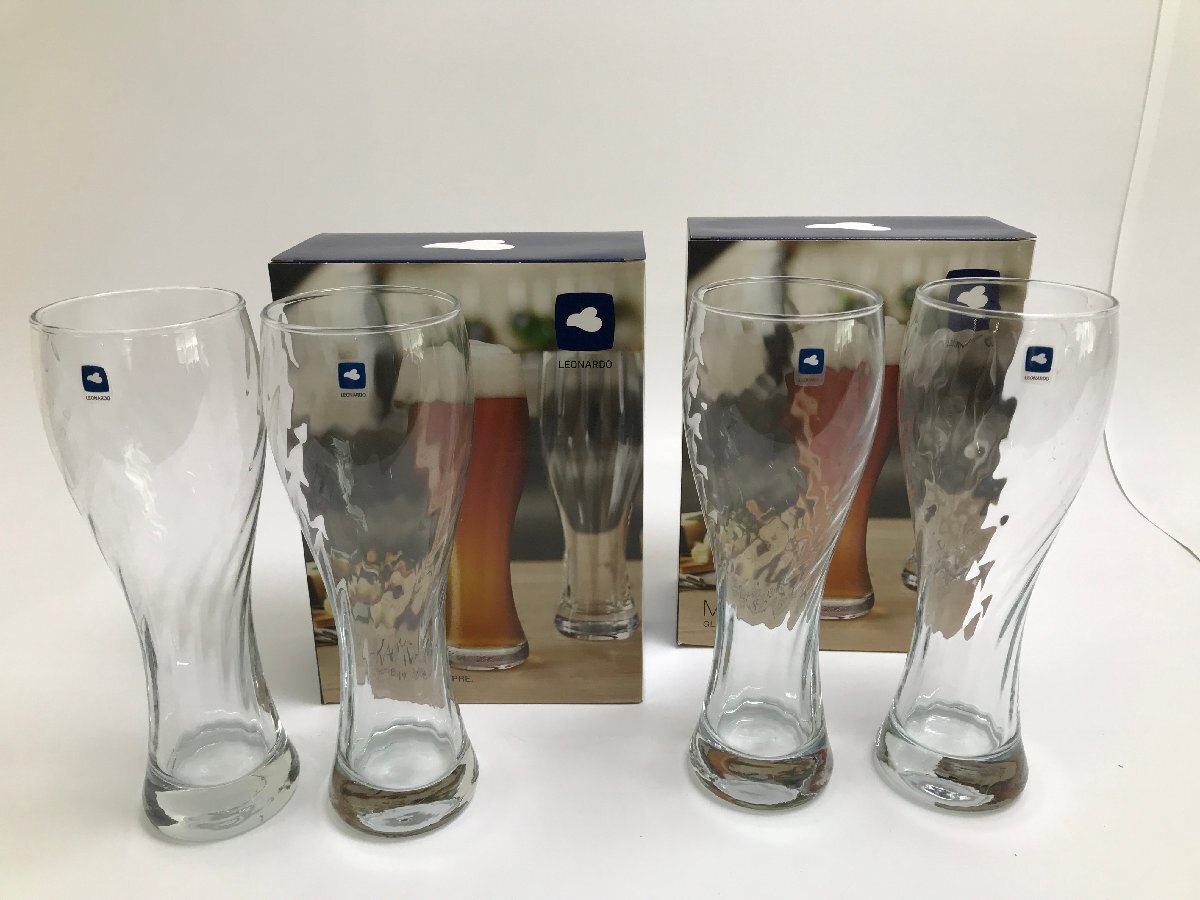 【S5-6-6897】未使用品 LEONARDO レオナルド MAXIMA マキシマ 061298 白ビールグラスペア 2P 2個セット 715ml ガラス 食洗器不可