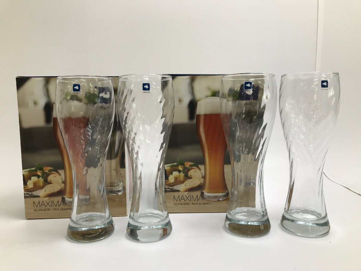 【S5-6-6880】未使用品 LEONARDO レオナルド MAXIMA マキシマ 061298 白ビールグラスペア 2P 2個セット 715ml ガラス 食洗器不可