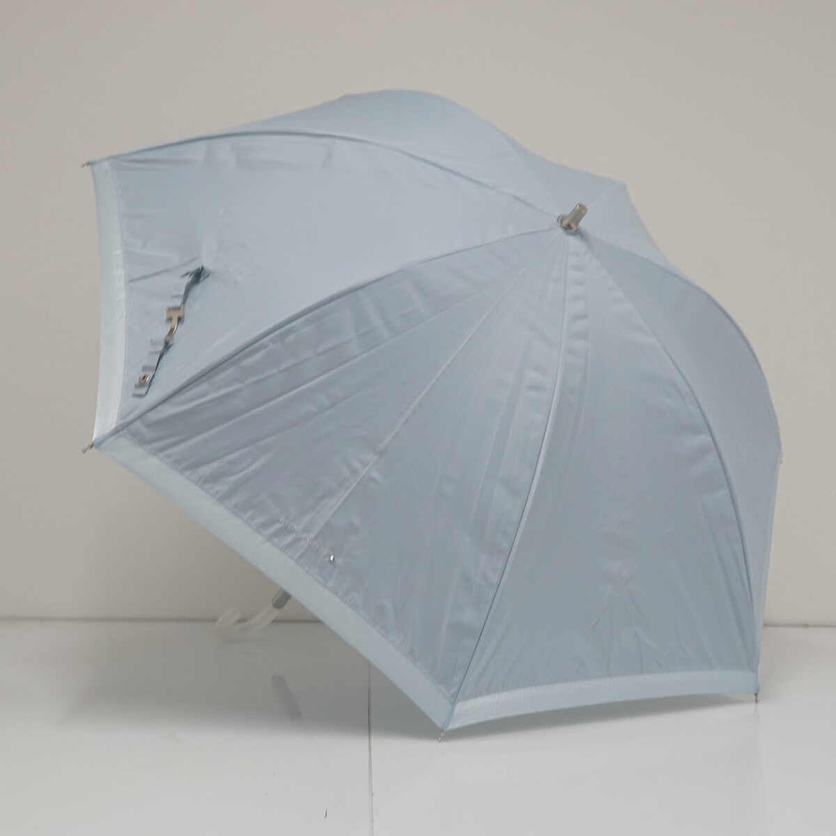 日傘 ANTEPRIMA アンテプリマ USED品 晴雨兼用　ライトブルー ロゴ刺繍 オーガンジー 遮光 UV 50cm A3869