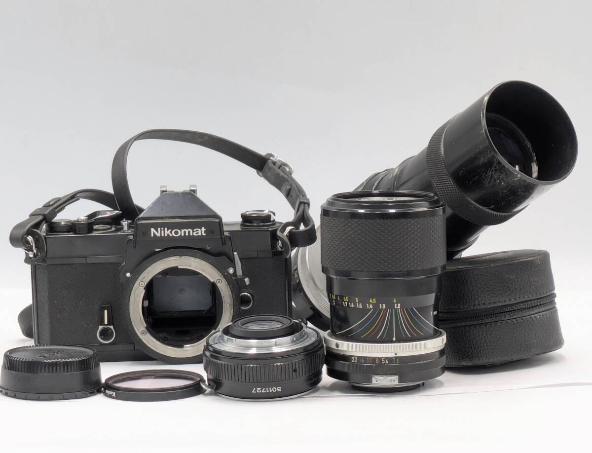 ニコン Nikon Nikomat ニコン EL シャッターOK + レンズ 43-86mm 200mm 2X NT TELEPLUS MC4 一眼レフ ジャンク #26301