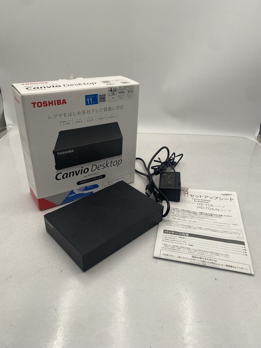 Y【500円スタート】TOSHIBA Canvio Desktop 外付けハードディスク HD-TDA4U3-B 4TB ブラック BUFFALO 東芝 HDD ハードディスク 箱付き