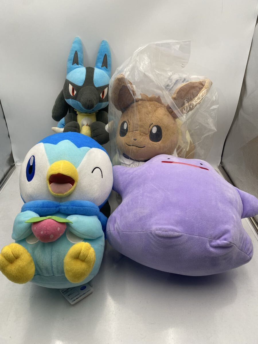 Y【500円スタート】ポケットモンスター ぬいぐるみ 4体セット ポケモン イーブイ ルカリオ メタモン ポッチャマ もぐもぐタイム めちゃでか