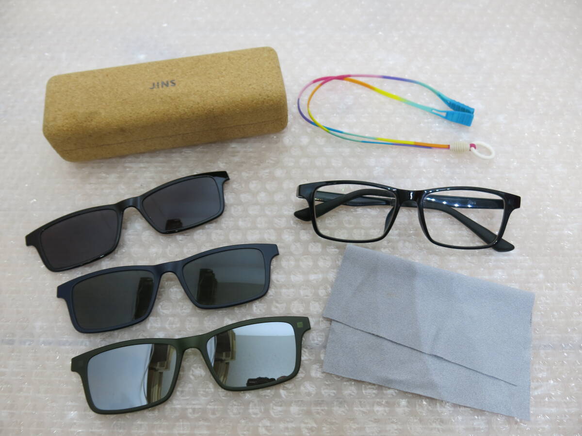 JINS　型番不明　マグネット脱着式サングラスセット　メガネ　度入り　サングラス
