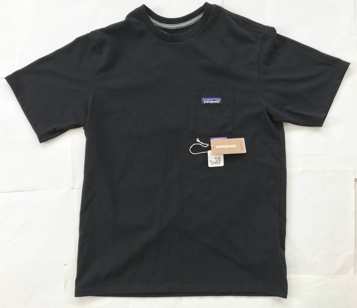極美品 5,280円★国内正規 patagonia パタゴニア★ラベルポケットレスポンシビリティー★37406★ブラック★sizeS★左胸ポケット★黒Tシャツ