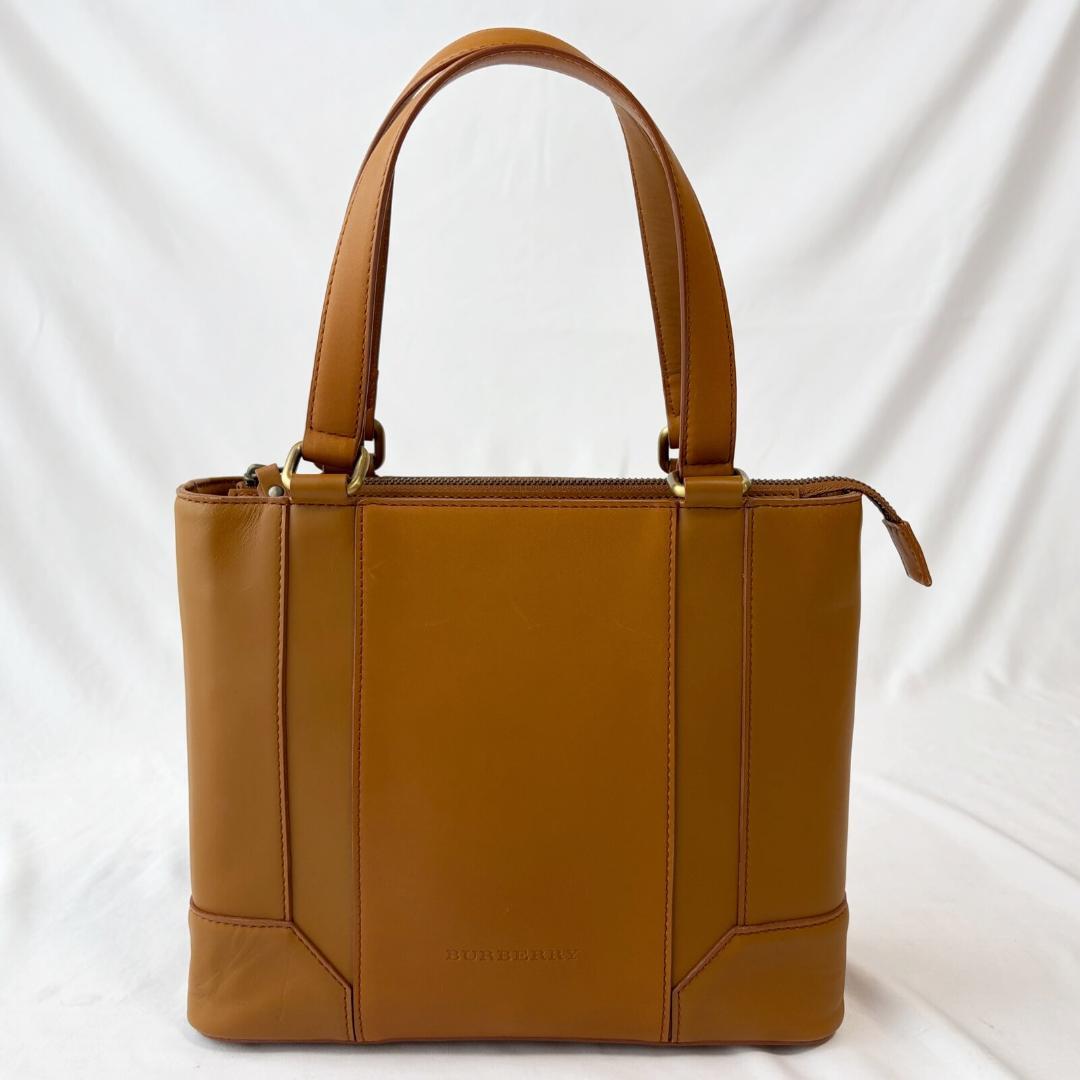 ■1円〜 ＜極美品!!＞■BURBERRY バーバリー トートバッグ ノバチェック裏地 レザー 本革 上品コーデ 普段使い キャメル 管:2606058