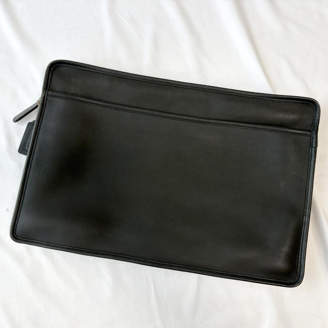 ■1円〜 ＜美品・希少!!＞■OLD COACH オールドコーチ クラッチバッグ グラブタンレザー USA製 ブラック 5525 管:2606044