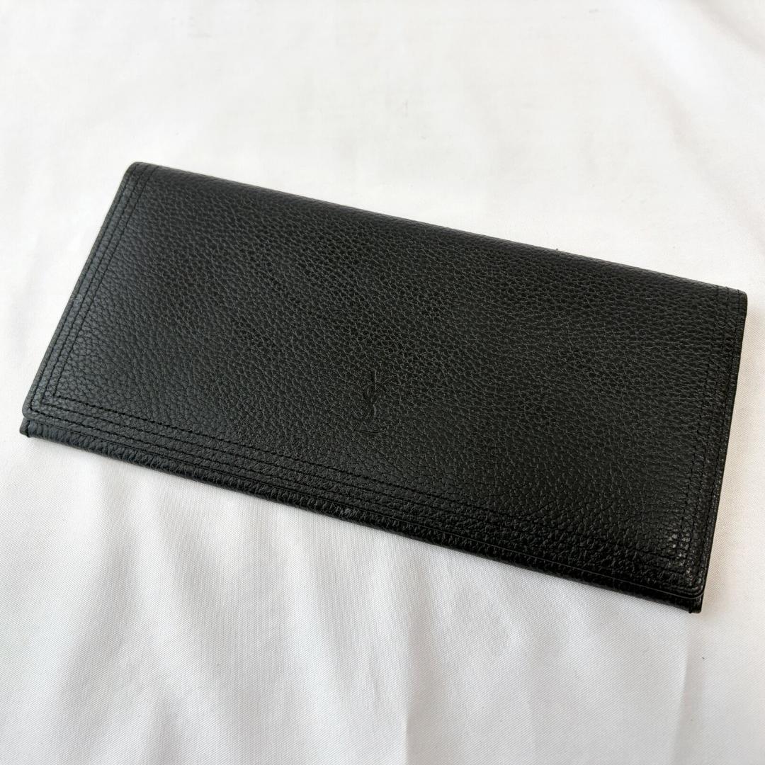 ■1円〜 ＜極美品!!＞■イヴ・サンローラン YSL 長財布 二つ折り レザー 本革 ブラック 黒 管:2605199
