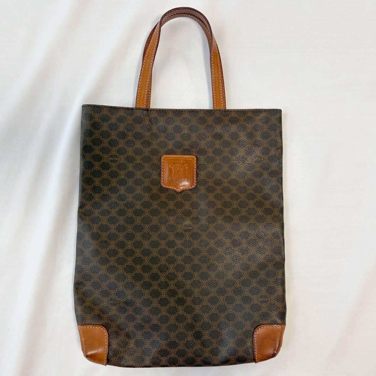 ■1円〜 ＜良品!!＞■セリーヌ CELINE マカダム PVC レザー トートバッグ ハンドバッグ ブラウン 小さめ イタリア製 管:2605307