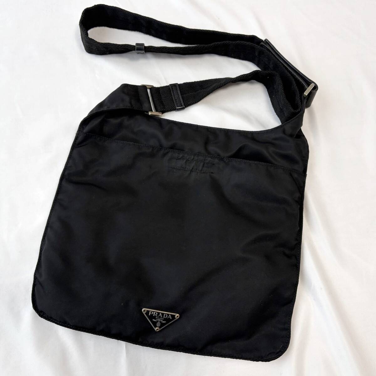 ■1円〜 ■PRADA プラダ ショルダーバッグ 斜めがけ ナイロン ブラック 黒 ユニセックス ミニバッグ ポシェット 管:2605313