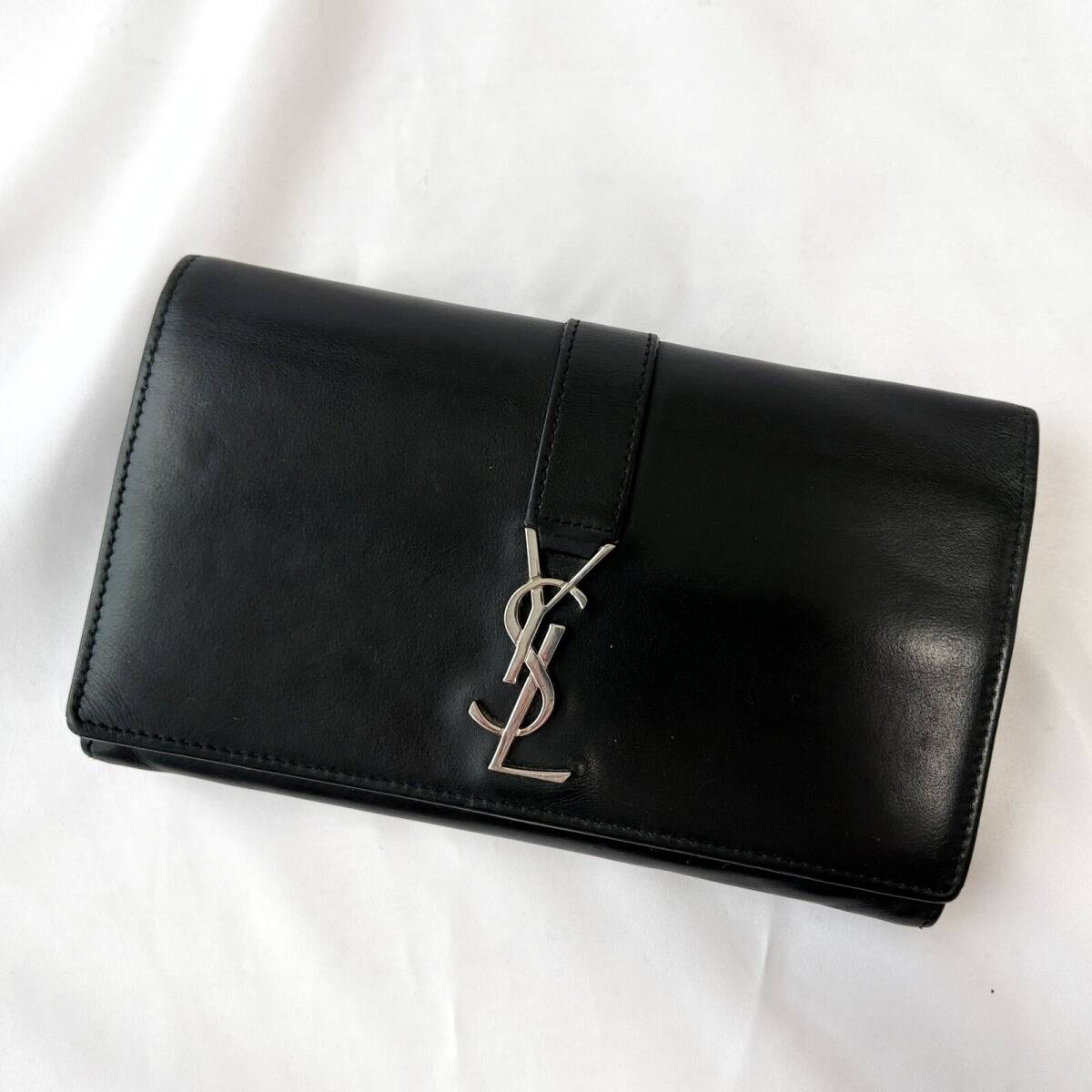 ■1円〜 ＜美品!!＞■SAINT LAURENT サンローラン 長財布 YSLロゴ レザー お洒落 エレガント ブラック 管:2606070