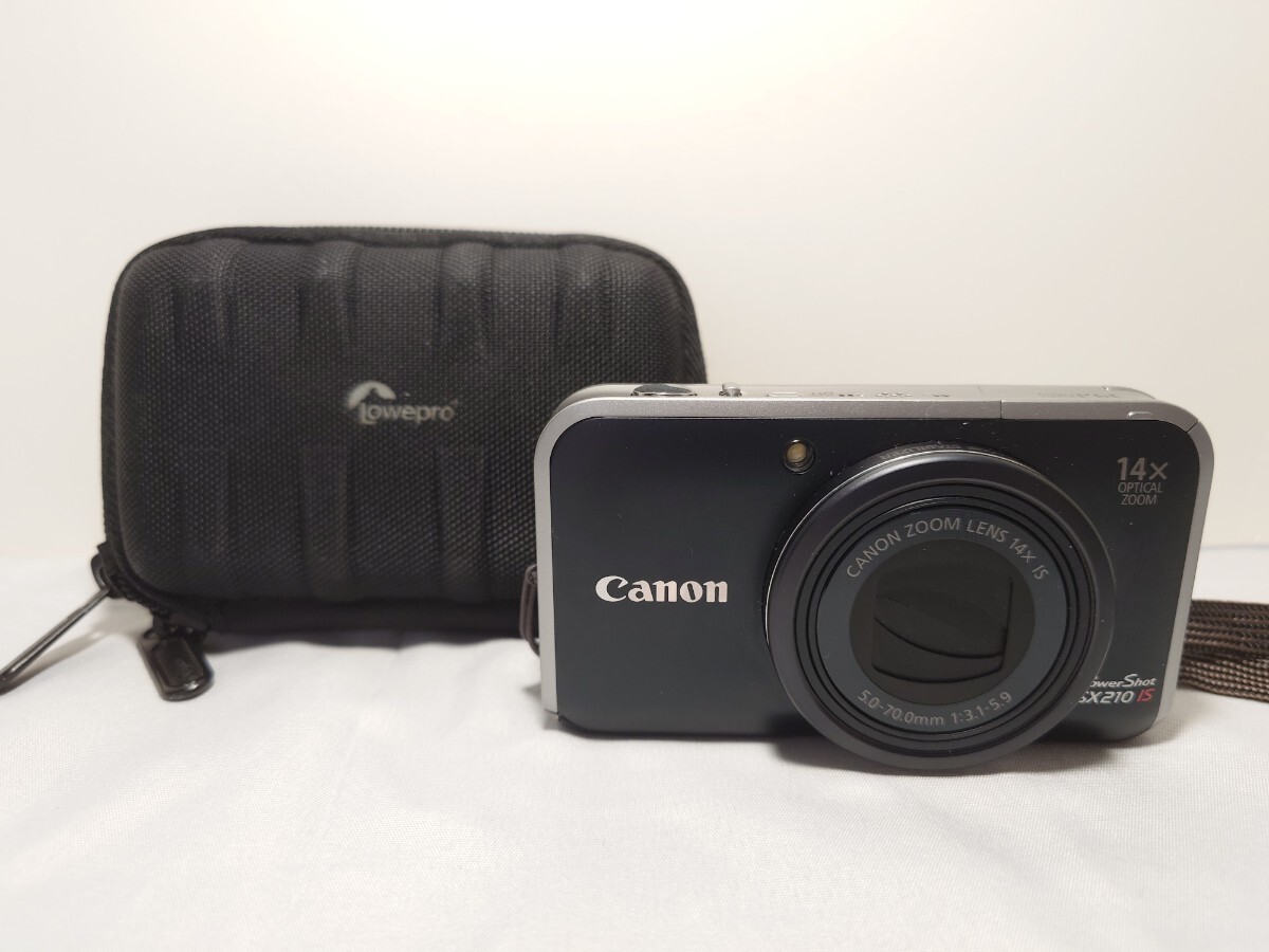 「K48」【Canon / キヤノン】PowerShot SX210 IS ケース付き コンパクトデジタルカメラ