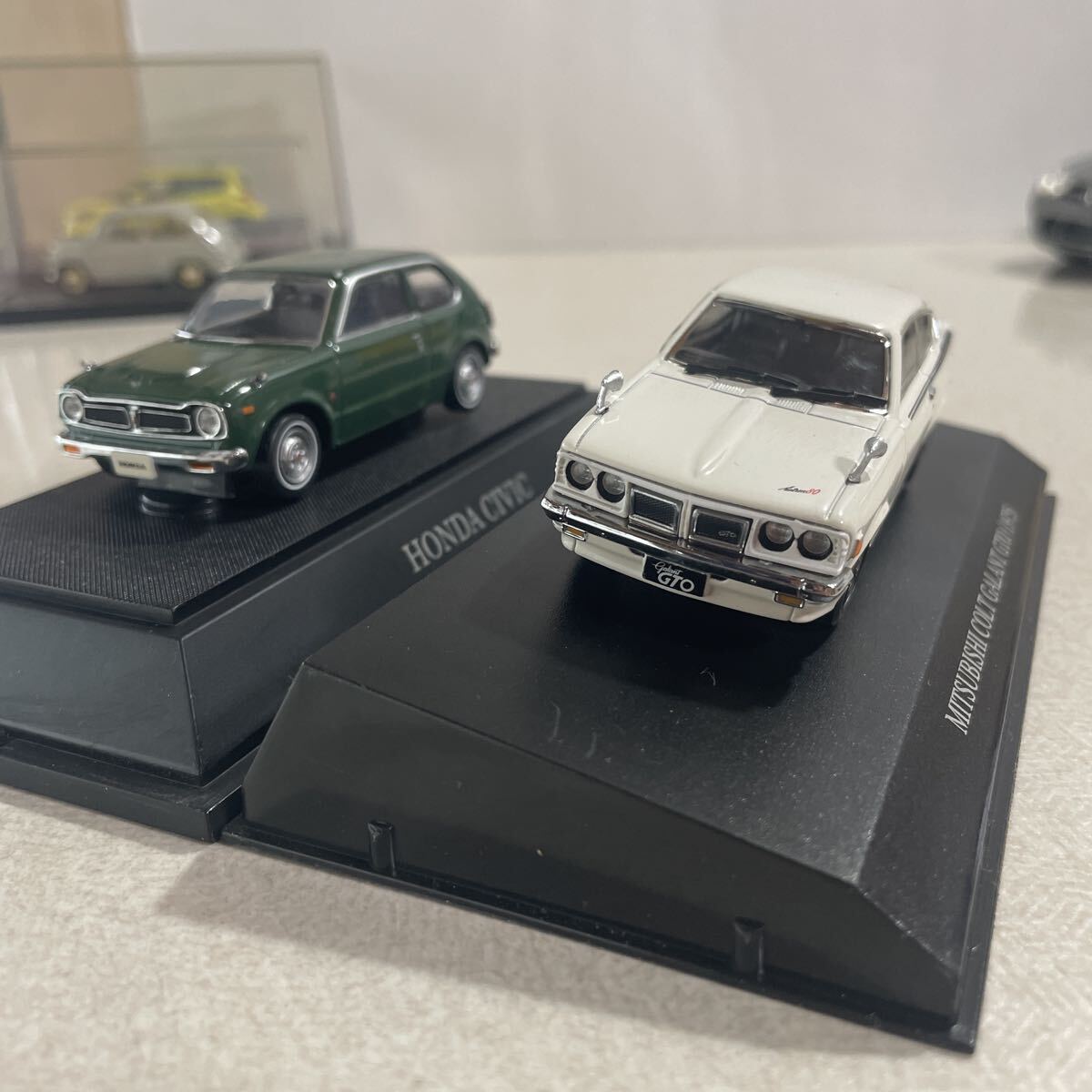 国産名車コレクション 1/43 2台セット 三菱 ギャラン GTO GSR 1975 ＆ ホンダ シビック 初代 アシェット ノレブ ミニカー