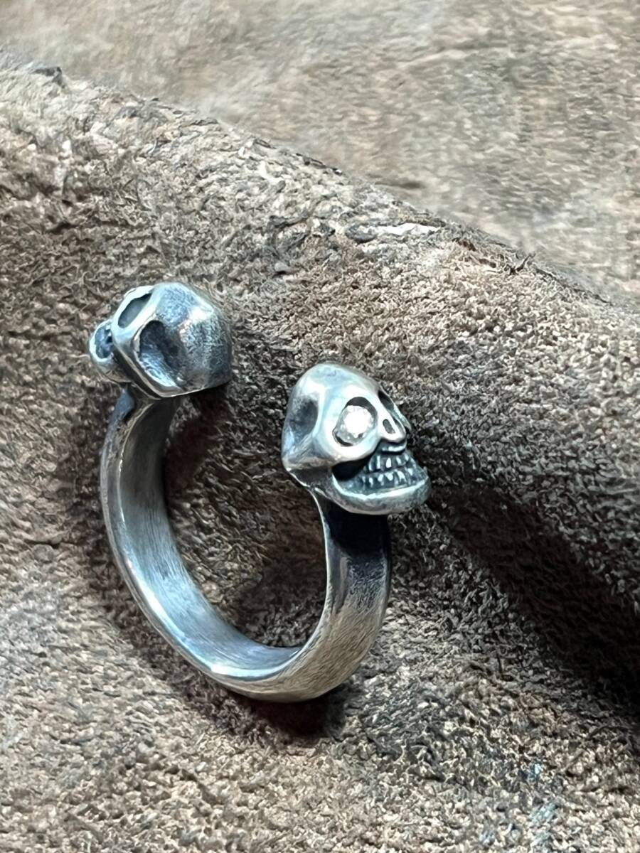 GOLD KID ゴールドキッド　シルバーツインスカルリング　ダイヤモンド　カスタム　11号　SV925 正規品　SKULL BRASS コレクション放出