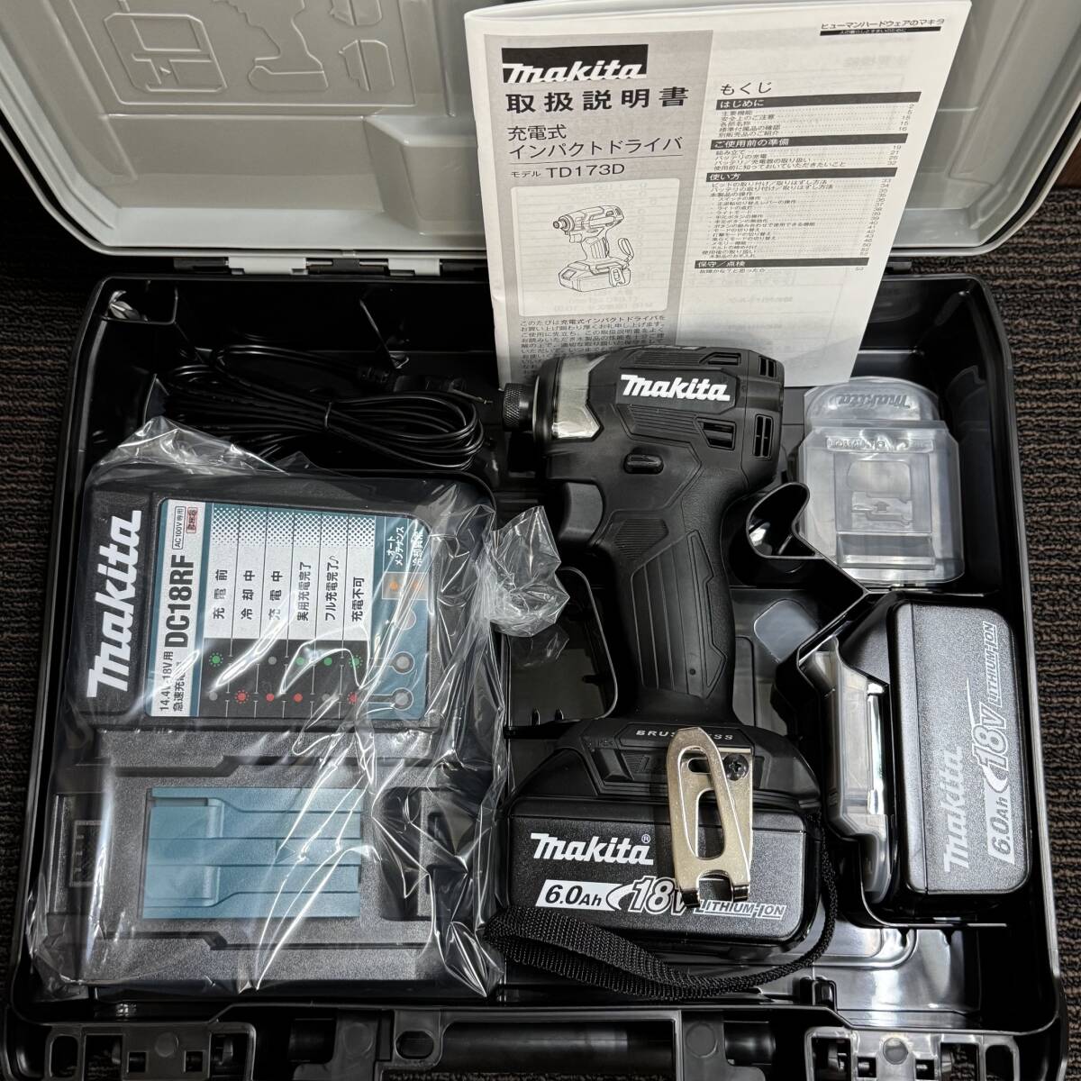 未使用品 マキタ makita 充電式インパクトドライバ TD173DRGXB セット品 バッテリ２個 充電器付 18V 6.0Ah インパクト ドライバ ②