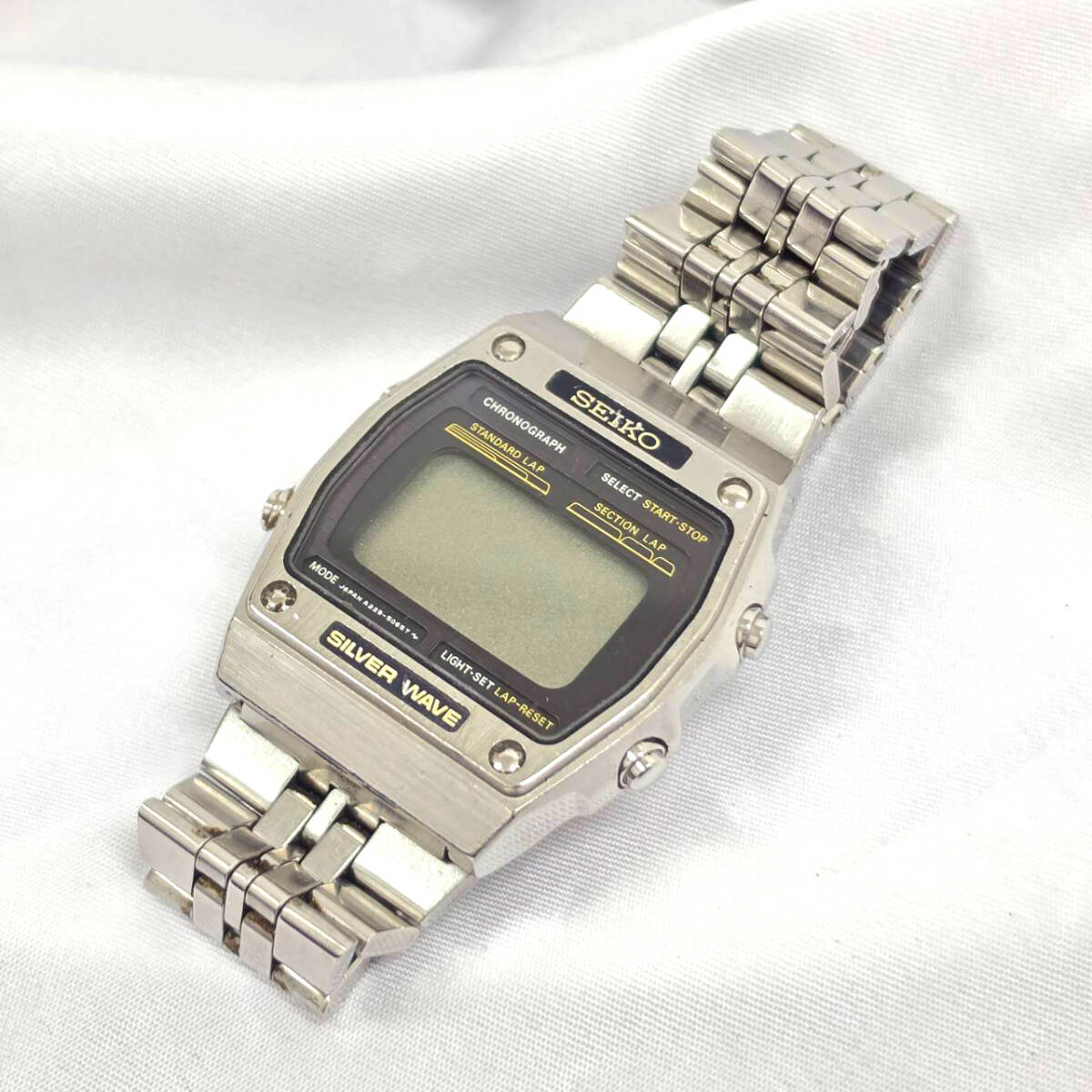希少！SEIKO SILVER WAVE A229-5050 デジタル クォーツ 純正ベルト メンズ 腕時計 セイコー 動作未確認