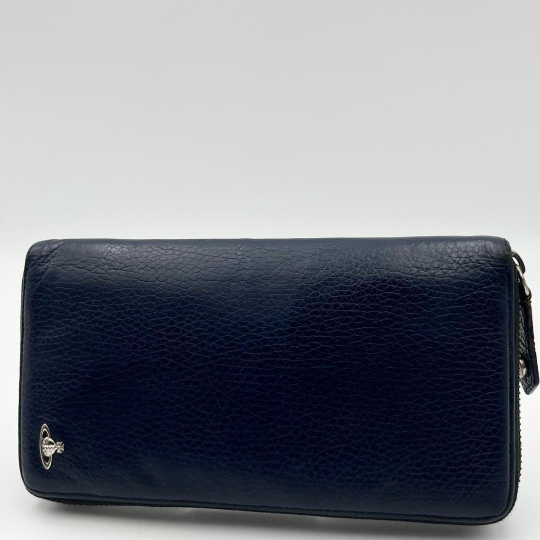 Vivienne Westwood ヴィヴィアンウエストウッド 長財布 オーガナイザー ジッピーウォレット オーブ トラベルケース ネイビー 紺 レザー 革