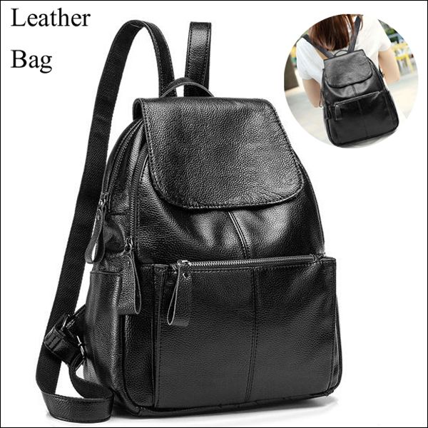 レザー！◇本牛革 リュック ブラック◇柔らかな本革！使い勝手抜群 限定鞄！年中使えるBAG 夏最新 2室で便利!黒 少数入荷 1円スタート 651c