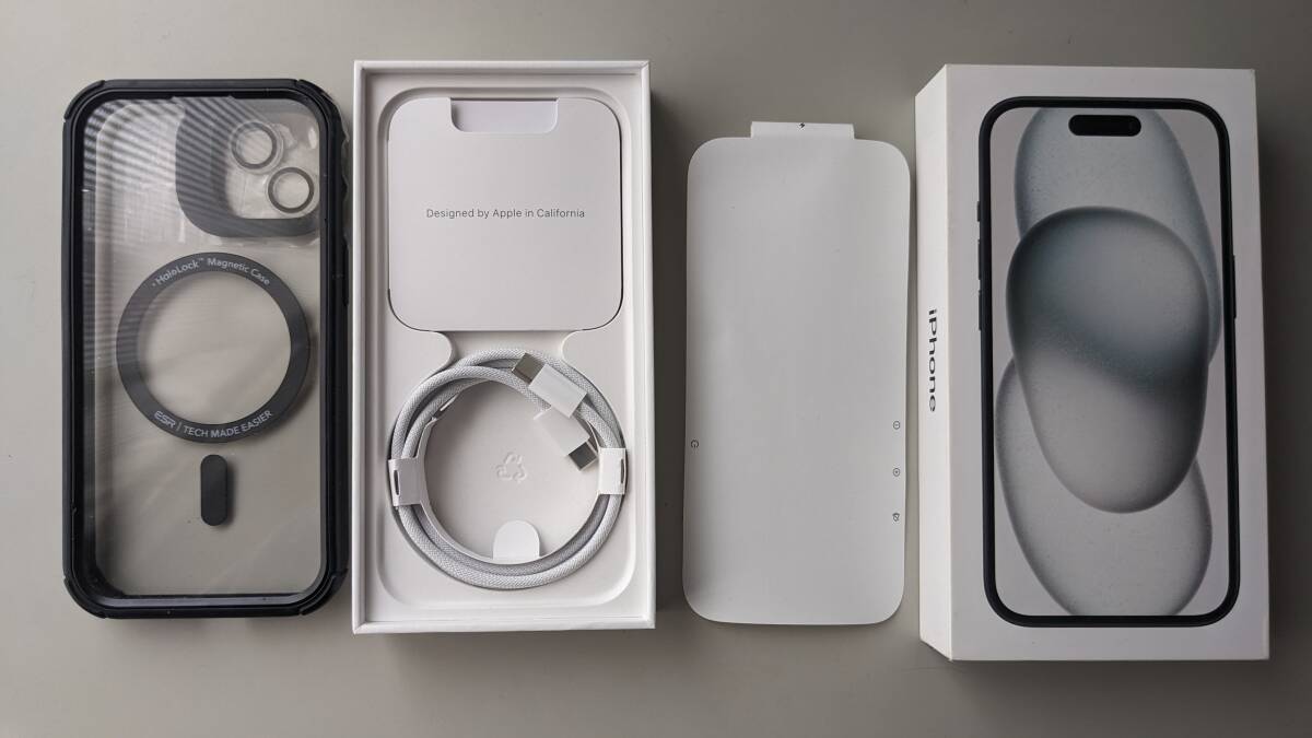 【美品】 iPhone15 ESR HaloLock マグネットケース & iPhone15 空箱 /128G ( 付属品あり）