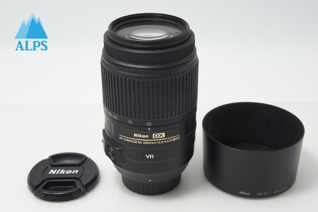 美品 Nikon ニコン AF-S DX NIKKOR 55-300mm F4.5-5.6G ED VR APS-C ズームレンズ フード付 260609b【アルプスカメラ】