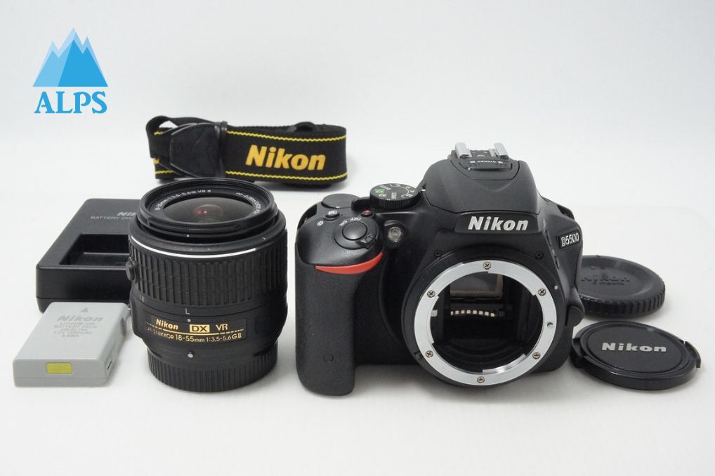 美品 Nikon ニコン D5500 ボディ + AF-S DX 18-55mm VR II レンズキット デジタル一眼レフカメラ ブラック 260609a【アルプスカメラ】