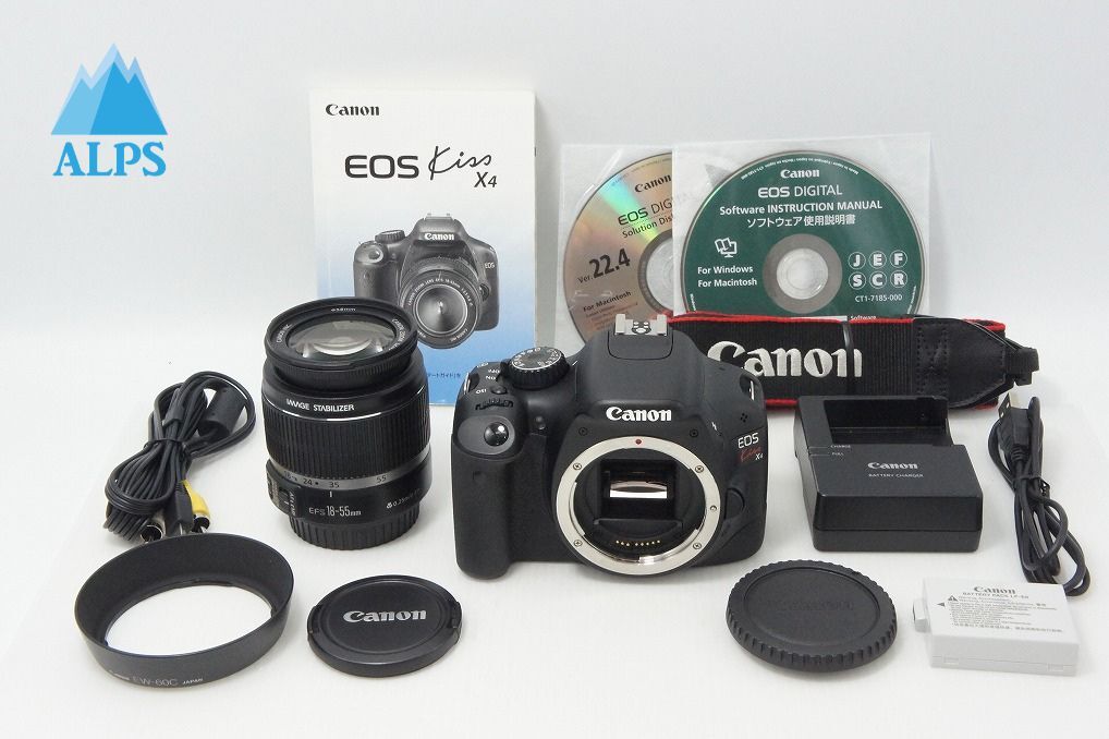 良品 Canon キヤノン EOS Kiss X4 ボディ + EF-S 18-55mm IS レンズキット デジタル一眼レフカメラ 260612d【アルプスカメラ】