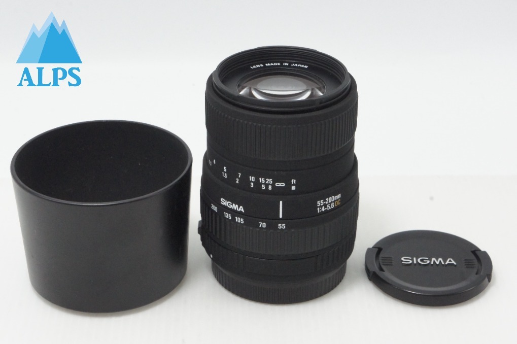 良品 SIGMA シグマ 55-200mm f4-5.6 DC Canon キヤノン EFマウント APS-C ズームレンズ フード付 260616h【アルプスカメラ】