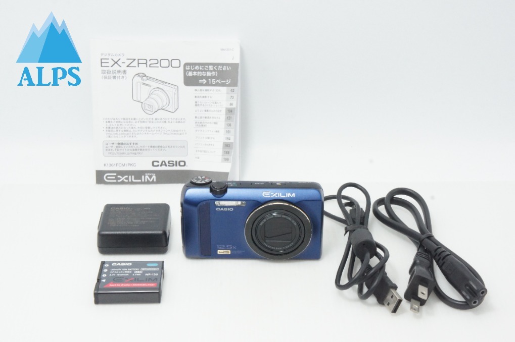 美品 CASIO カシオ HIGH SPEED EXILIM EX-ZR200 コンパクトデジタルカメラ ブルー 260619t【アルプスカメラ】