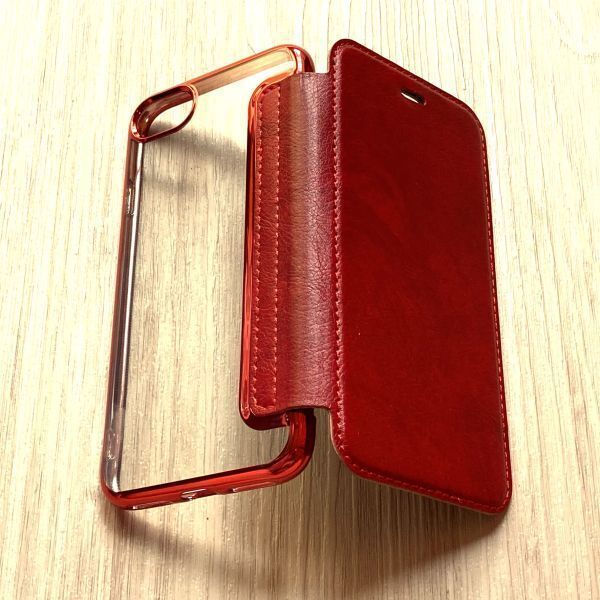 iPhone SE2 / SE3　手帳型 ケース　カード収納　レッド　管理104-40