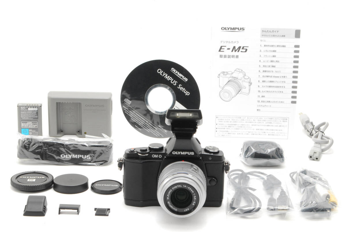 #425 オリンパス OM-D E-M5 ボディ ブラック 1600万画素 ミラーレスカメラ ED 12-42mmレンズ シャッターカウント3200回