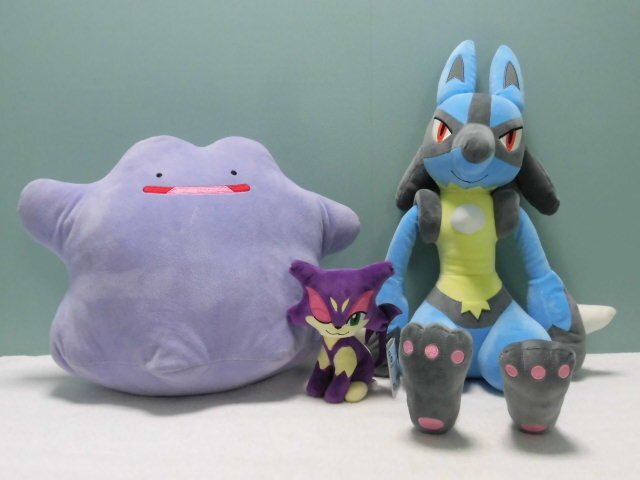 D410【ポケットモンスター メタモン チョロネコ ルカリオ ぬいぐるみ 色々まとめて計3点】ポケモン/キャラクター