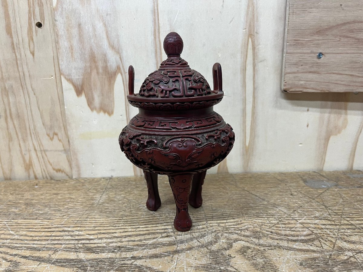☆中古☆ 中国古玩 堆朱 香炉