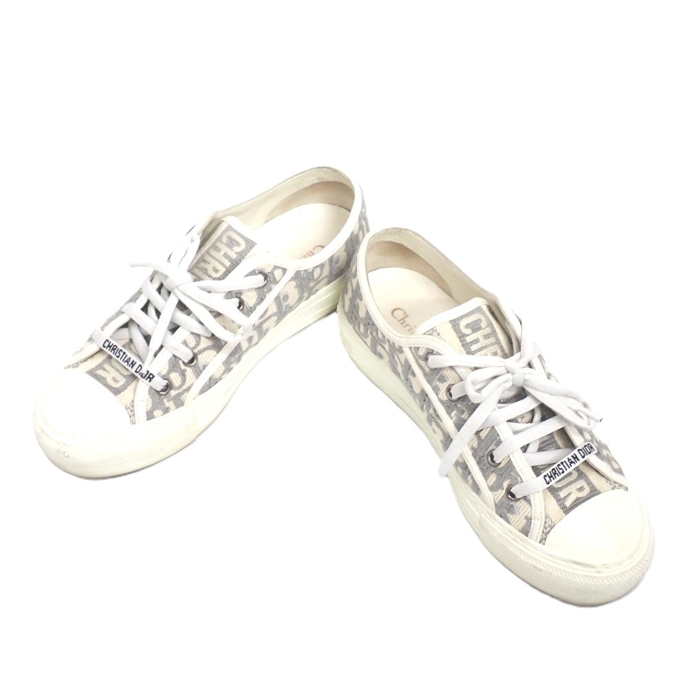 NA41981 クリスチャンディオール 靴 スニーカー オブリーク ウォーキンディオール Walk'n'Dior DC1219 グレー系 #37 Christian Dior 中古
