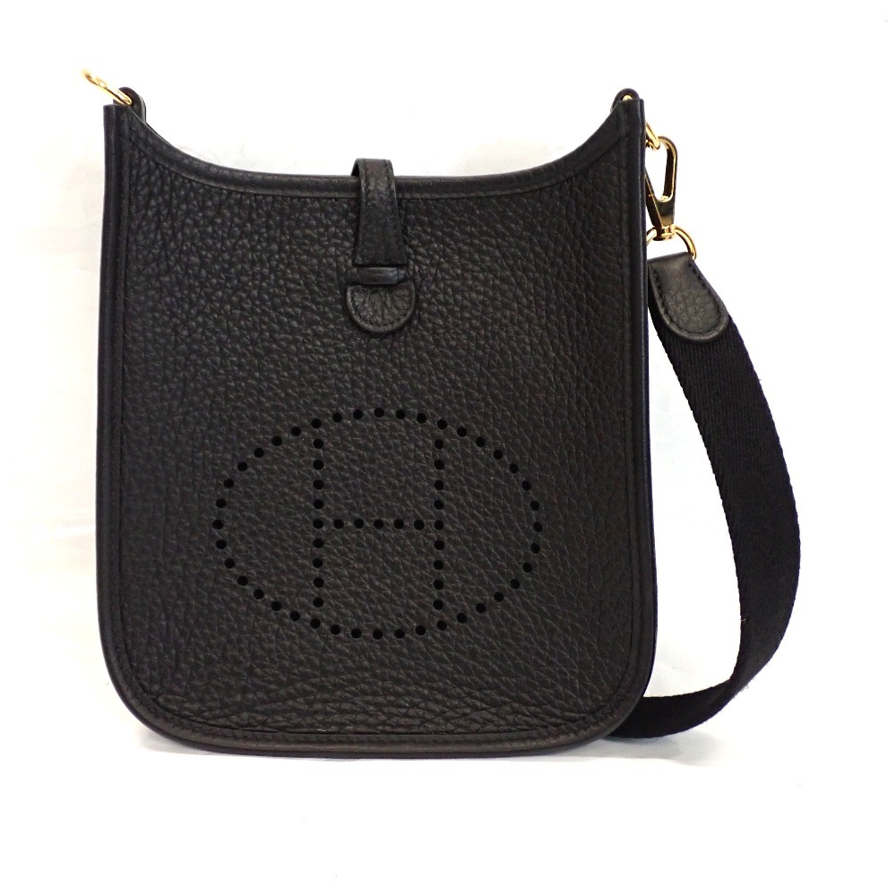 Th681691 エルメス エヴリン・アマゾーヌ 16 TPM トリヨン ブラック/ゴールド金具 ショルダーバッグ レディース HERMES 美品・中古