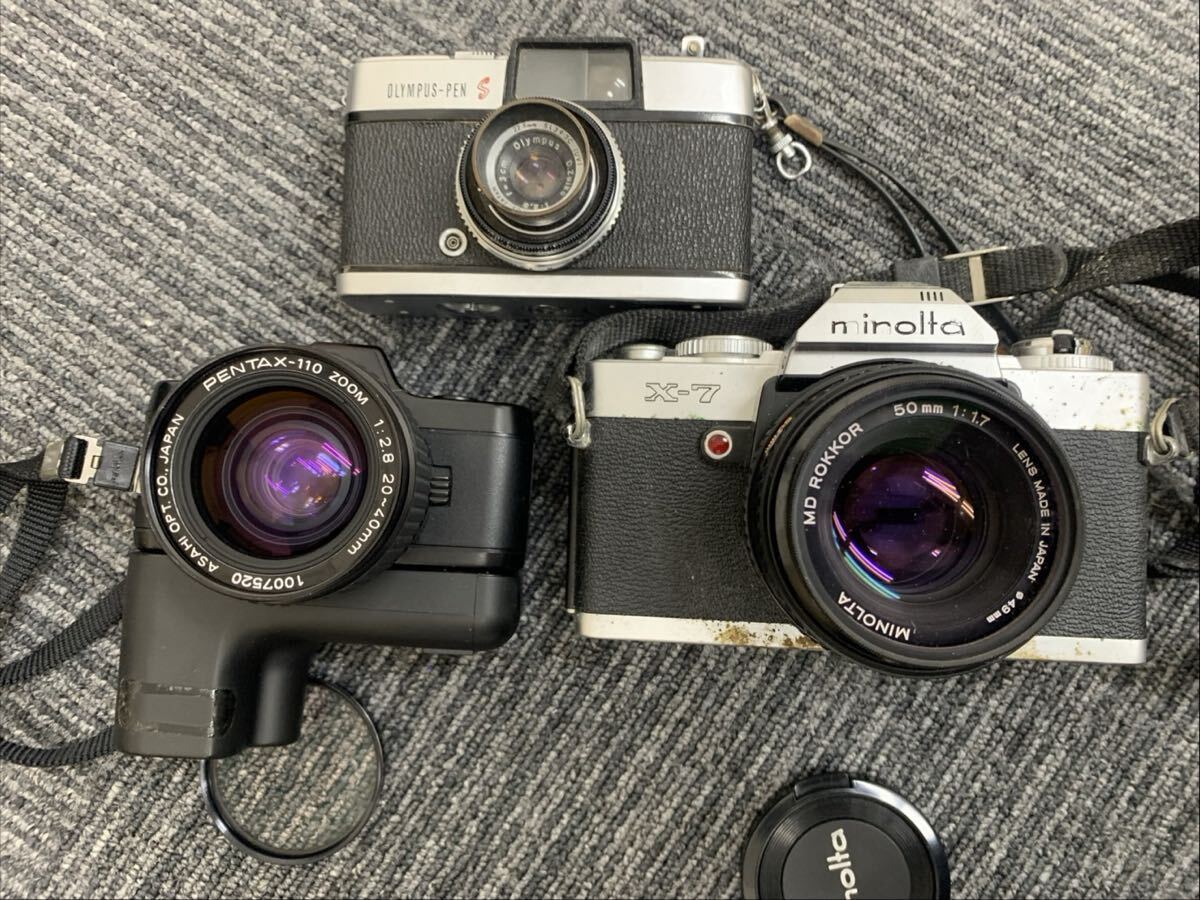 フィルムカメラ　オリンパス　PEN S ミノルタ　X-7 ペンタックス　auto110 カメラ3台まとめ