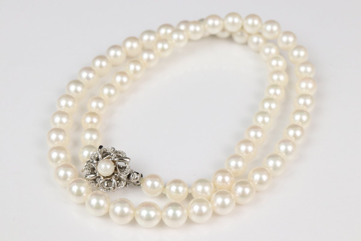 アコヤ真珠 パール ネックレス 最大約6.5mm 約23.6g 約41cm SILVER あこや 本真珠 【彩irodori】