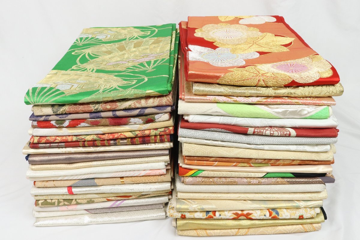 正絹 袋帯 まとめて 大量 35枚以上 相良刺繍 金銀糸 佐賀錦 刺繍 等 リメイク素材 【彩irodori】
