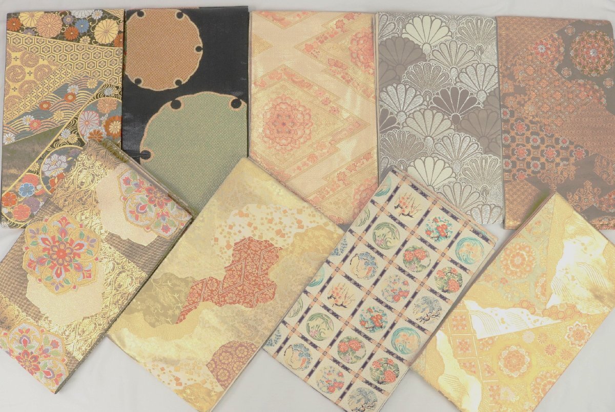 豪華 正絹 袋帯 9点 まとめて 本願寺天井絵 本家 加納 佐賀錦 唐織 刺繍 金銀糸 引箔 等 訪問着 色無地 留袖 などに 【彩irodori】3