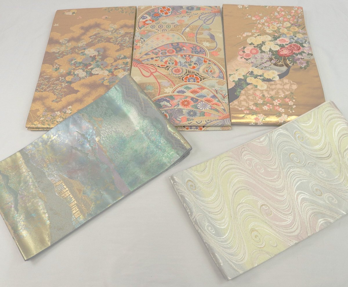 豪華 正絹 袋帯 5点 まとめて 豪華 刺繍 唐織り 本金箔 引箔 金銀糸 等 訪問着 色無地 留袖 などに 【彩irodori】1
