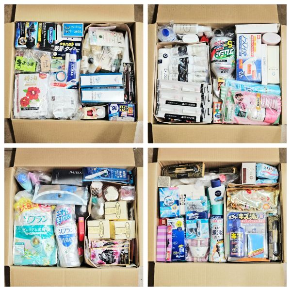 ◇【ジャンク約60kg】120サイズ4箱 超大量まとめ売り 日用消耗生活用品雑貨等 ボディヘアケア洗剤キッチン掃除キャンドル石鹸アメニティ他