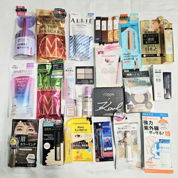 【B3】フローフシ REVLON デジャブ アリィー他 マスカラアイライナーファンデ日焼け止め等プチプラ韓国コスメ化粧品大量まとめ 未開封品含