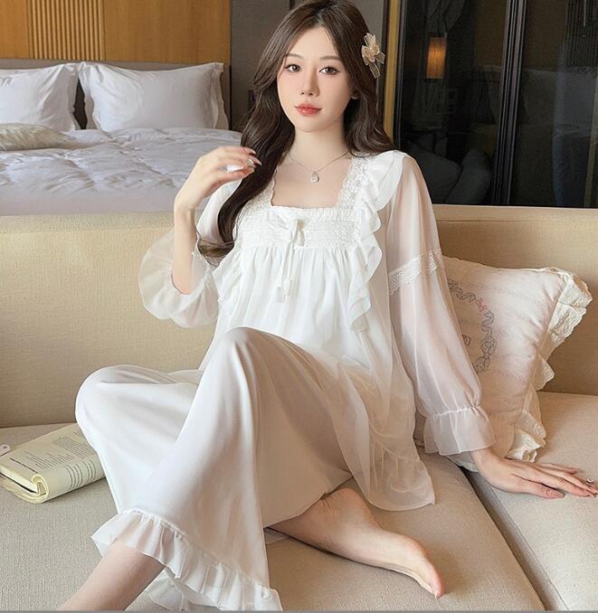 L0606　パジャマレディース● 着心地抜群 20代30代40代 ●高品質　　　　部屋着　　上下セット　　　white