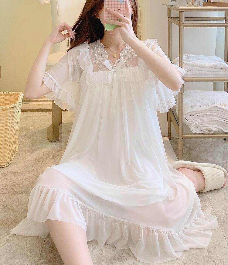 L0606　パジャマレディース● 着心地抜群 20代30代40代 ●高品質　　素敵　　　部屋着　ワンピース　　white