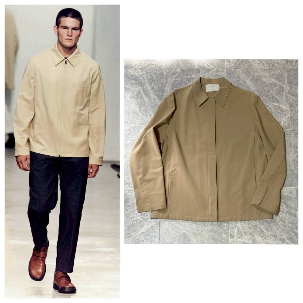 PRADA 90s 00s 1998SS Vintage プラダ 90年代 ポリエステル ベルクロ マジックテープ フルジップ ドリズラー ジャケット ブルゾン 42