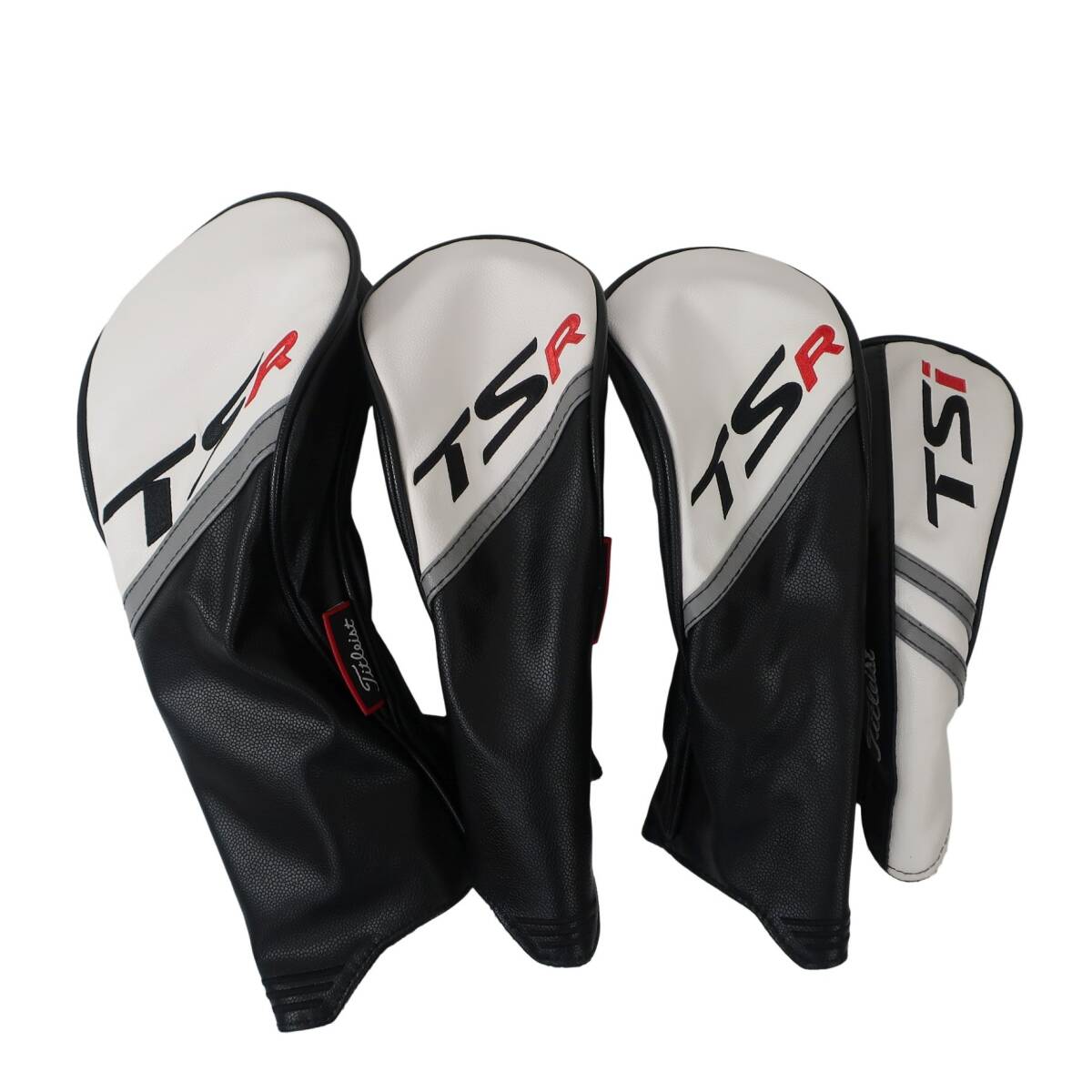 【美品】Titleist(タイトリスト) ヘッドカバー4点セット 白黒 1W / FW用×2 / UT TSR ゴルフ用品 2606-0047 中古
