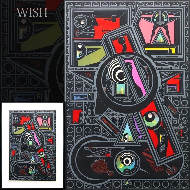 【真作】【WISH】藤原向意「とりで(3)」木版画 約30号 大作 直筆サイン 和紙刷り 　　〇現代美術家 二紀会同人 木版画家 #26043249