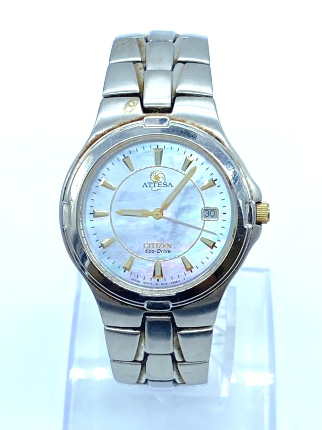 【26410】稼働 CITIZEN シチズン アテッサ E110 K17951 CK エコドライブ アナログ ラウンド 腕時計 シルバー系