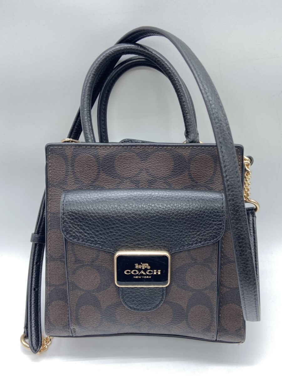 【26393】美品 COACH コーチ C7228 シグネチャー PVC レザー 2WAY クロスボディ ハンドバッグ トート ショルダー