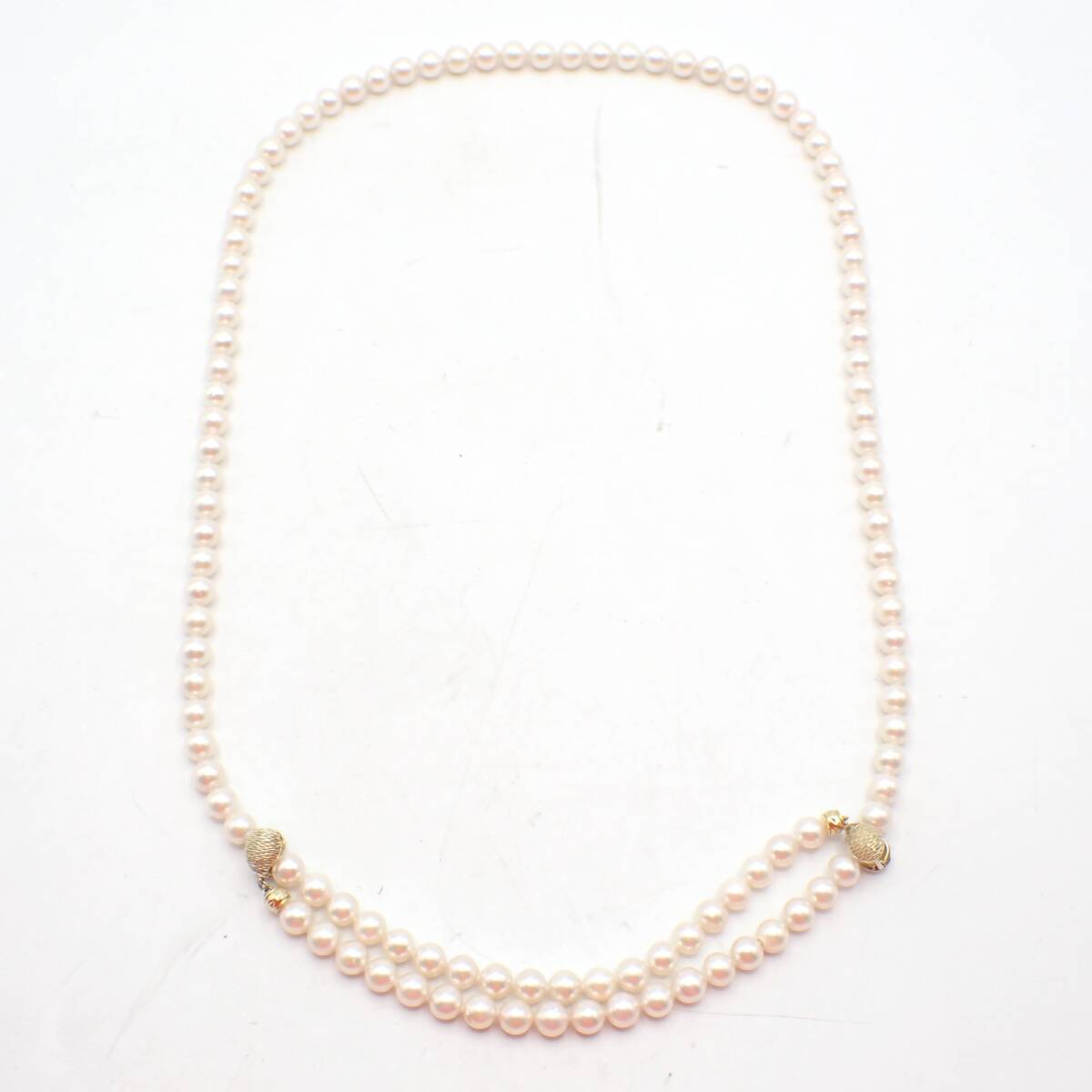 1円～☆本真珠 パール ロング ネックレス 7.4mm珠 K14刻印 ホワイトカラー アクセサリー 宝飾小物/不