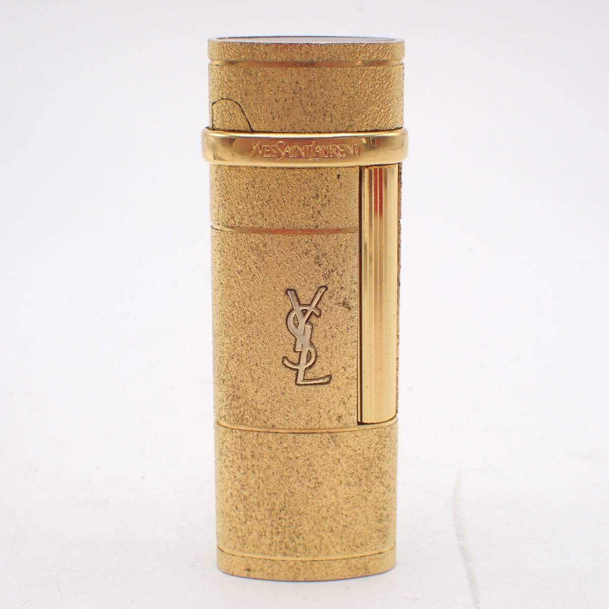 火花確認済 1円～☆YVES SAINT LAURENT イヴサンローラン YSL ガスライター ローラー式 ゴールドカラー 喫煙具 喫煙グッズ/金0608-10