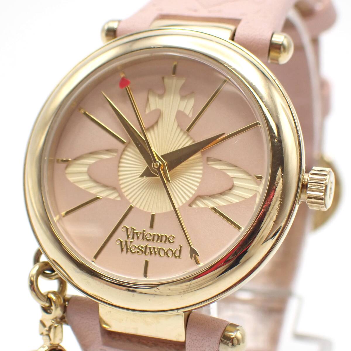 稼働品 1円～☆Vivienne Westwood　ヴィヴィアンウエストウッド QZ レディース腕時計 VV006PKPK ピンク文字盤 ラウンド/角0529-200